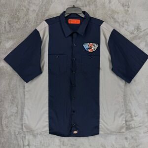 SEMA 21 Dickies Shirt Mens 3XL LS524DNSM Navy Gray Colorblock Work Shirt EUC